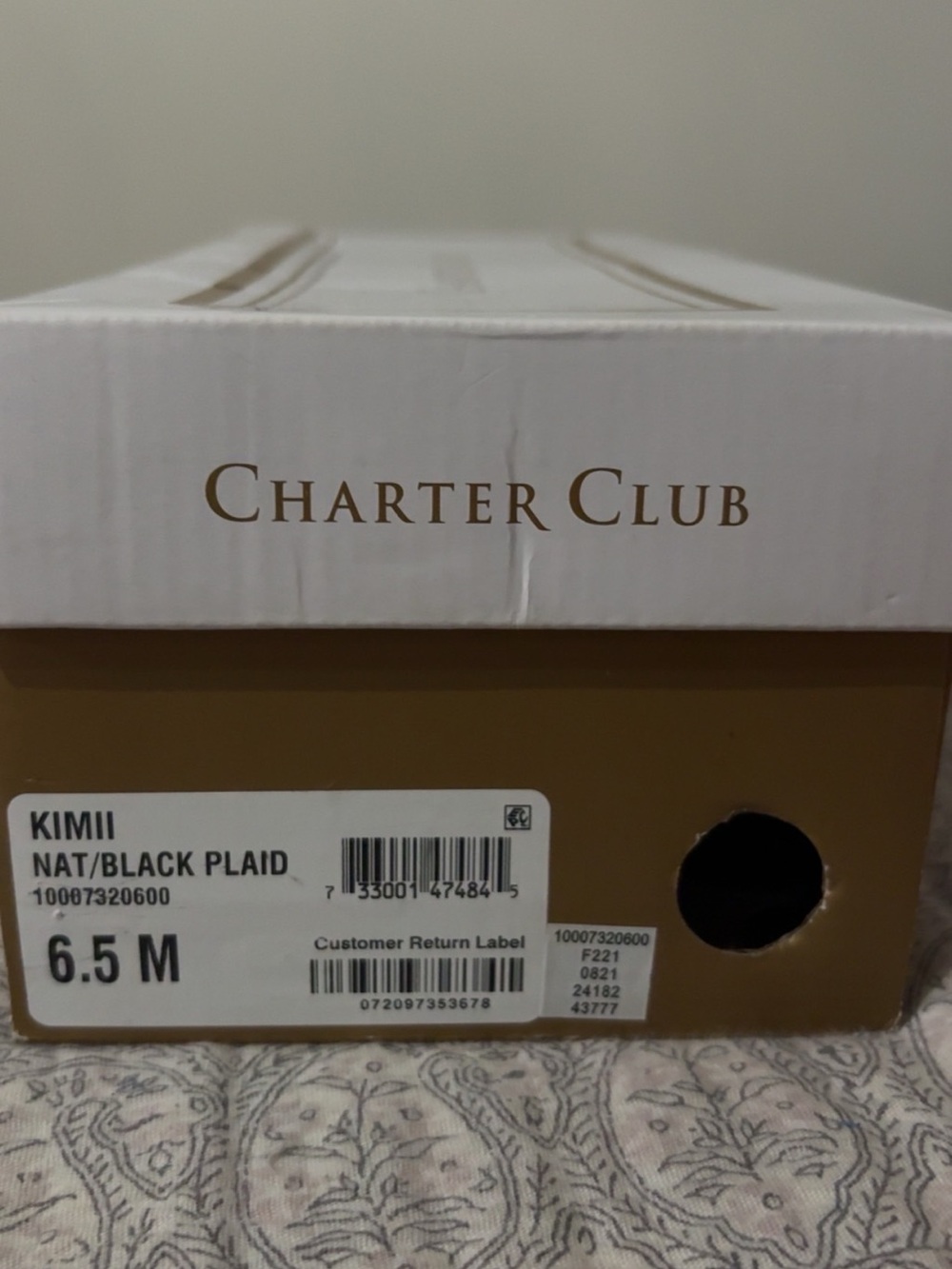 Charter Club Plaid Bow Flats in Beige, Black and Red Accent - Picture 4 of 4